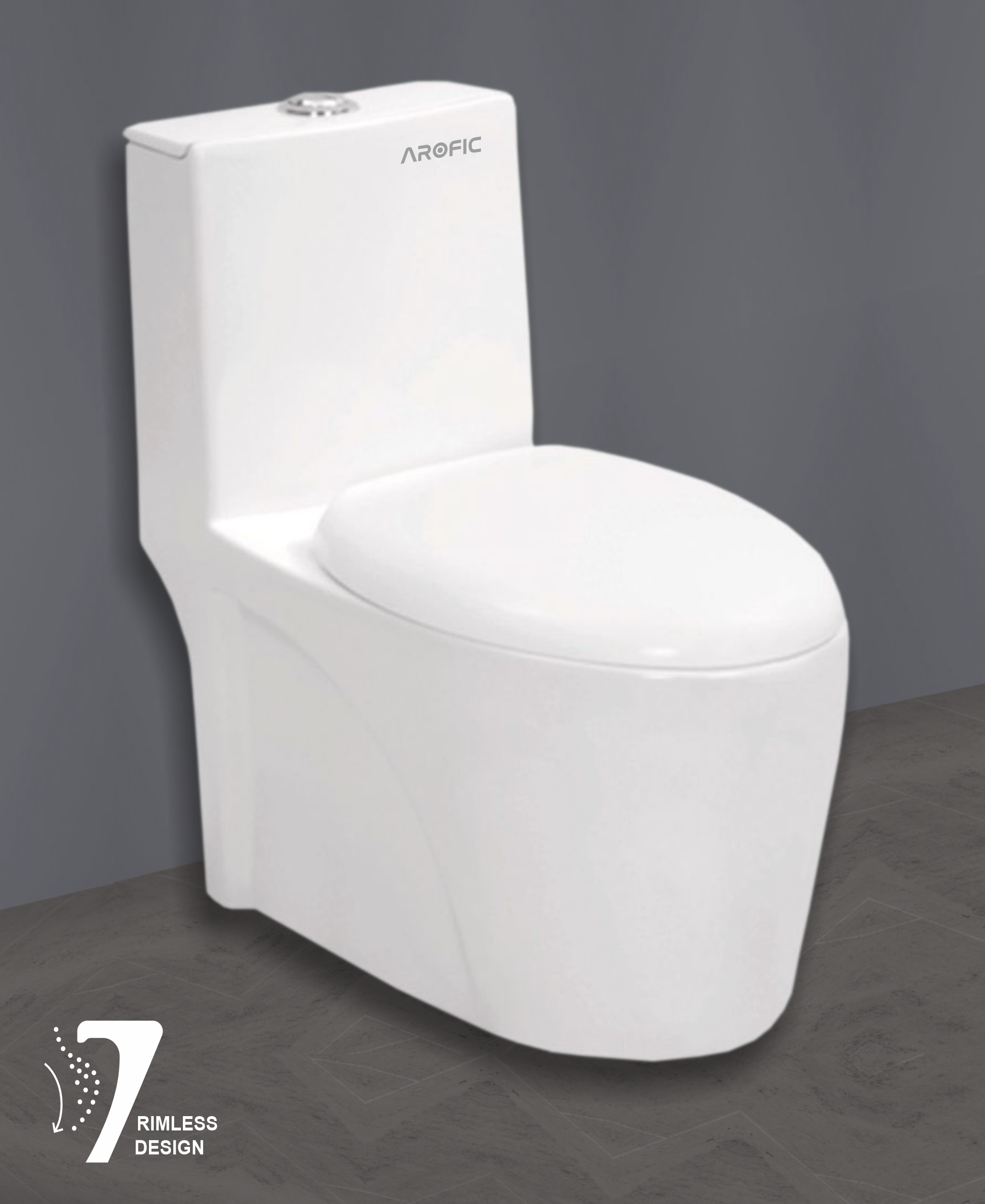 Arofic Arrow One Piece Closet with Rimless Design & Soft Close Seat Cover