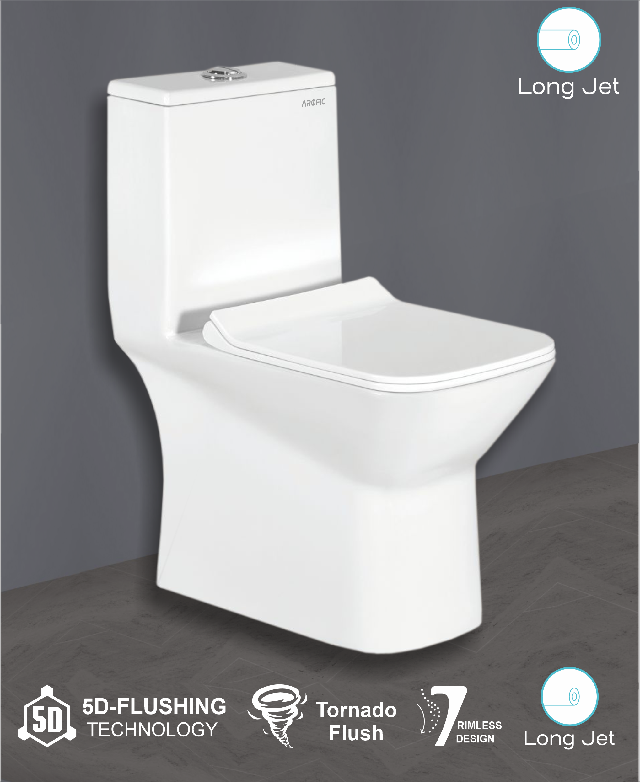 SKY (Syphonic) One Piece Closet – Soft Close Seat Cover