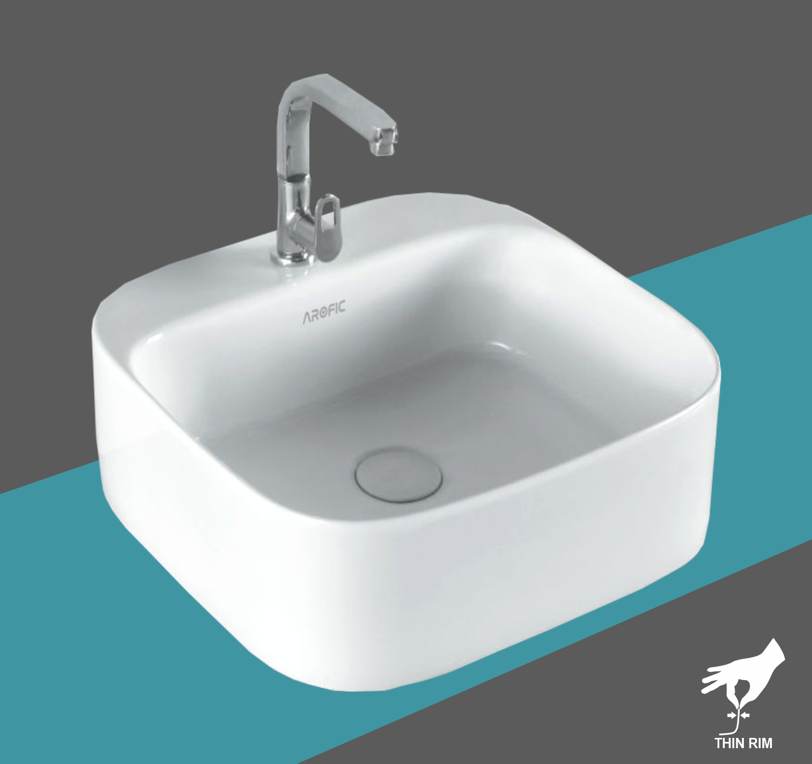 DELTA Table Top Wash Basin – Compact Square