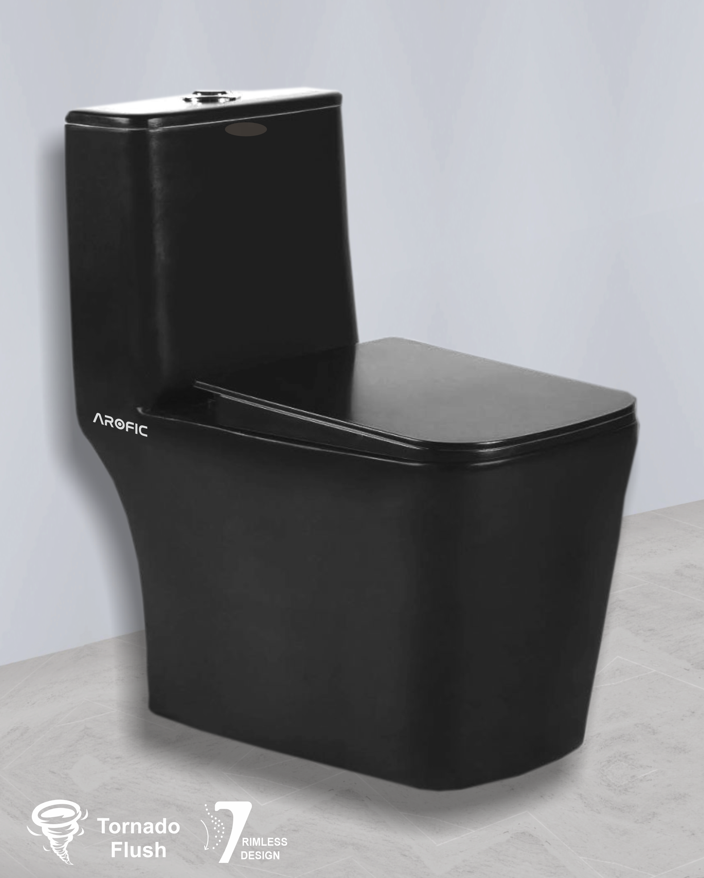 ALASKA One Piece Closet – Matt Black Finish