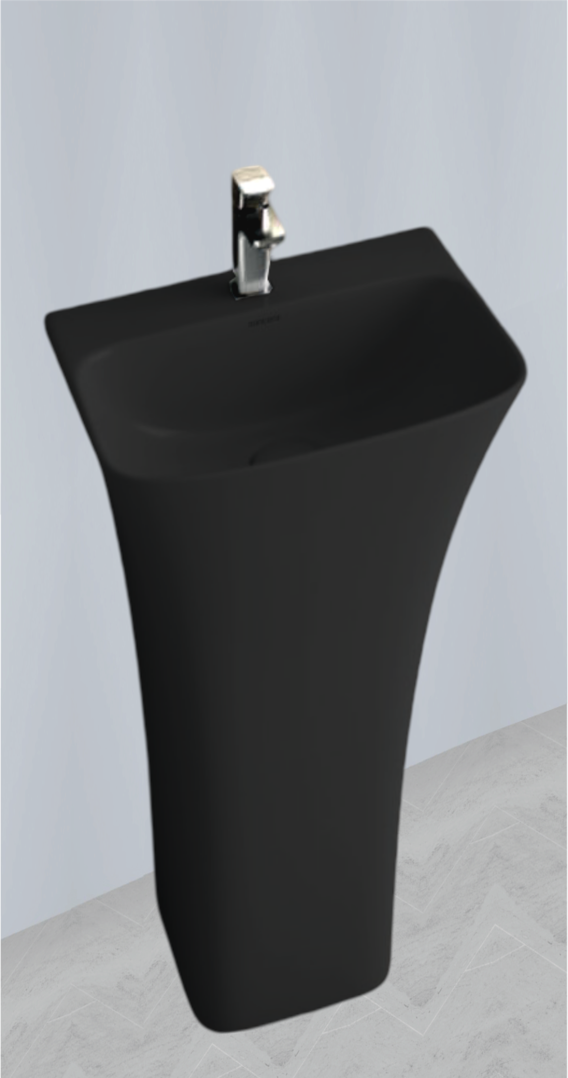 KUBIX Pedestal Wash Basin – Matte Black Finish