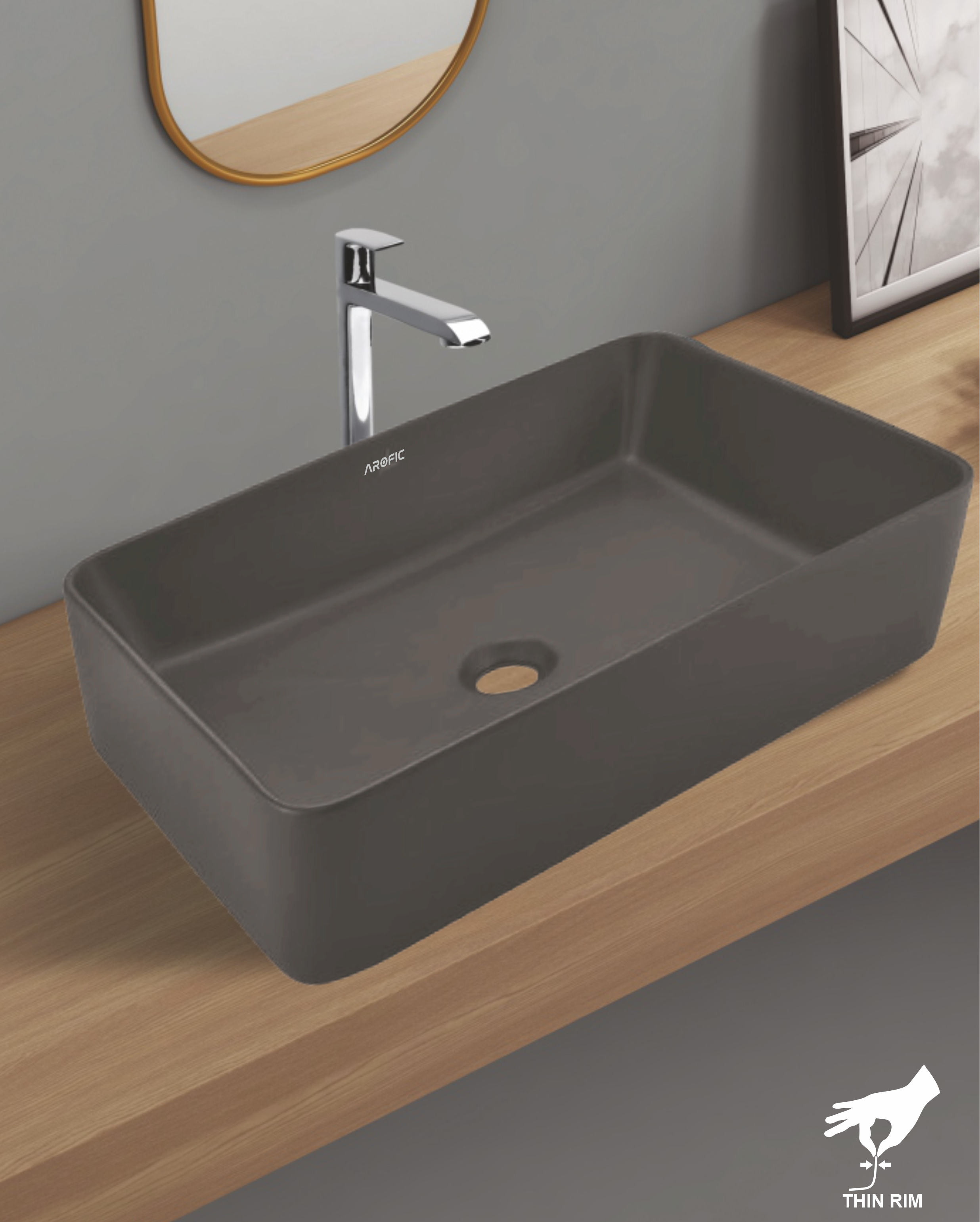 PLUTO Table Top Wash Basin – Matte Black Finish